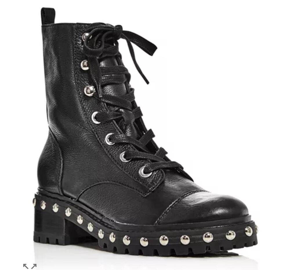 Shultz Andrea leather studded combat boots gothic punk emo steampunk black 7